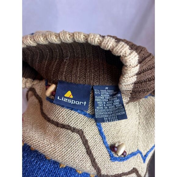 Vintage 1990s Aztec Western Sweater Southwestern Medium LizSport - Picture 6 of 7